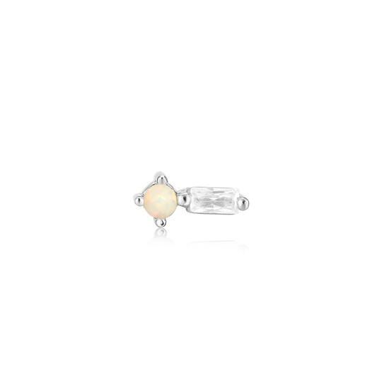  Ear Edit - Boucles d'oreilles à puces - Argent / Rhodié - Opale